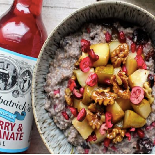 Pear, Cranberry, Pomegranate Oatmeal by SpamellaB